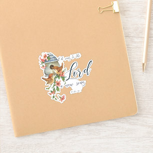 Pegatina Cantar al Señor, pájaros y casa