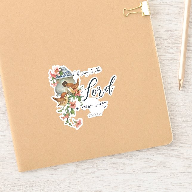 Pegatina Cantar al Señor, pájaros y casa (Cuaderno)