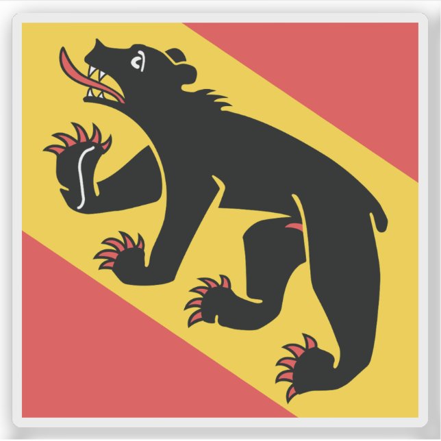 Pegatina Cantón de bandera de Berna, Suiza (Anverso)