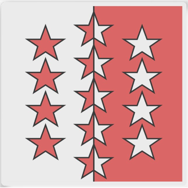 Pegatina Cantón de la bandera de Valais, Suiza (Anverso)