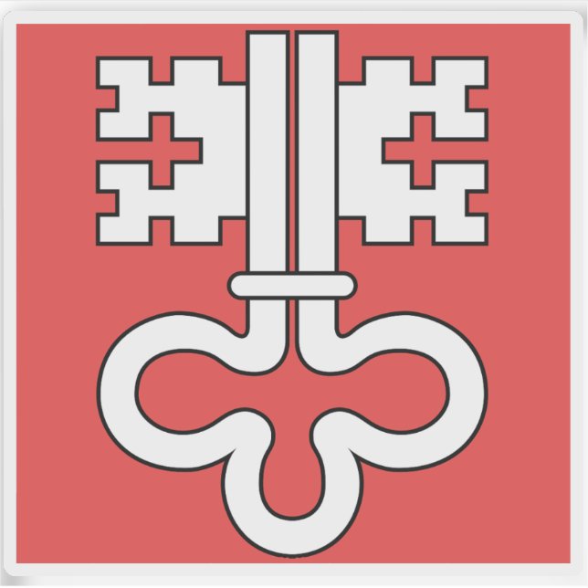 Pegatina Cantón de Nidwalden o bandera de Nidwald, Suiza (Anverso)