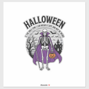 Pegatina Capa divertida de Halloween de esqueleto cita dise