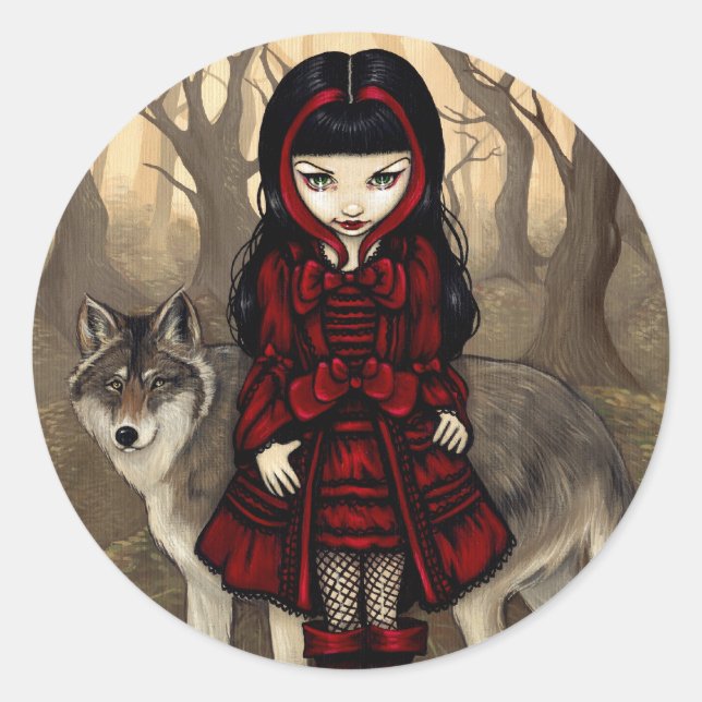 pegatina "Caperucita roja en otoño" (Anverso)
