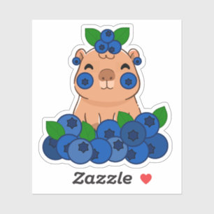 Pegatina Capibara de Arándano Kawaii - Estética de Animal F