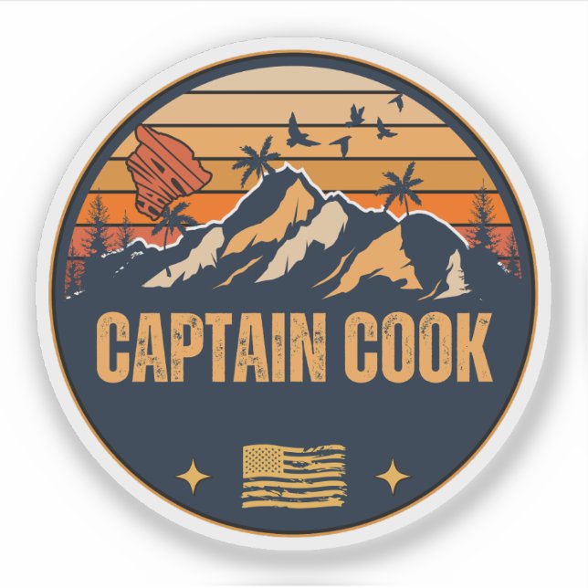Pegatina Capitán Cook, Hawái (Anverso)