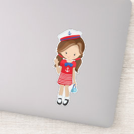 Pegatina Capitán del barco, capitán, capitán, pelo marrón, 