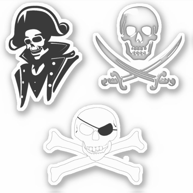 Pegatina Capitán pirata Jolly Roger  (Anverso)