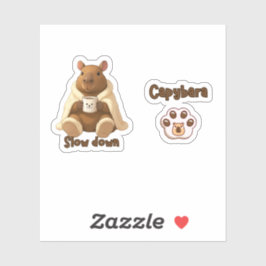 Pegatina Capivara Relax tomando chá de pantufas