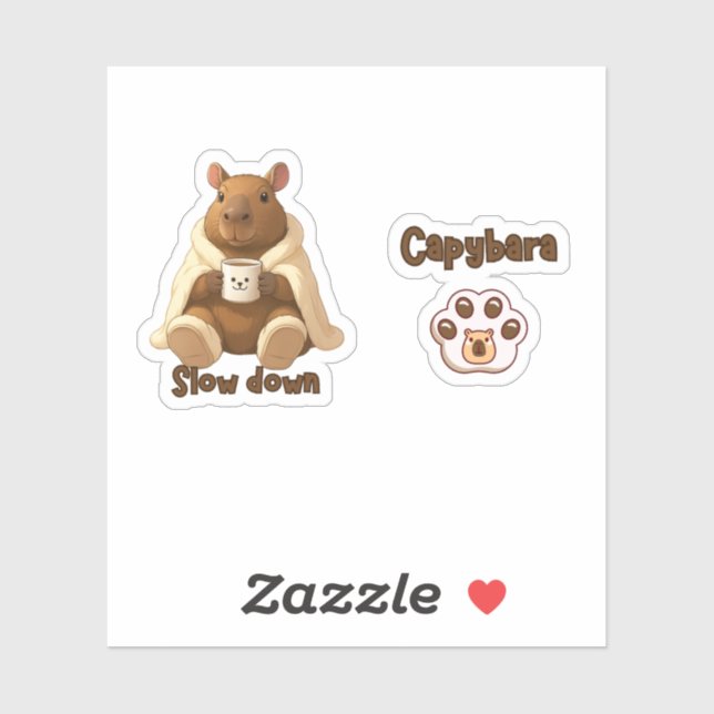 Pegatina Capivara Relax tomando chá de pantufas (Hoja)