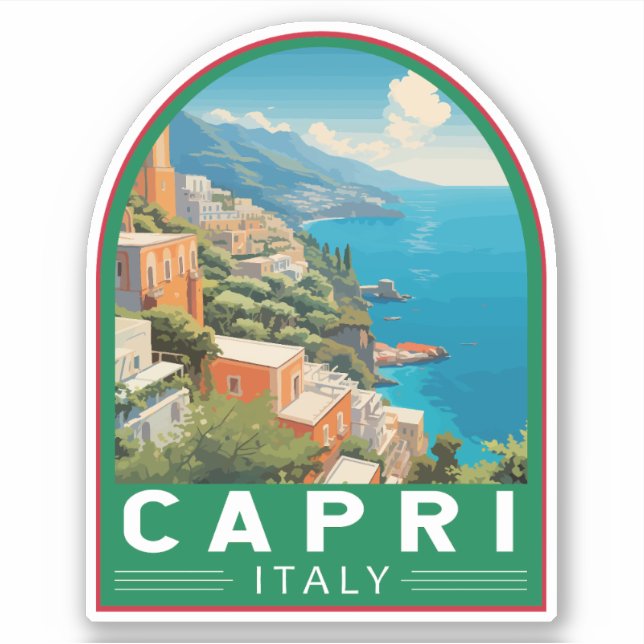 Pegatina Capri Italia Viaje de arte (Anverso)