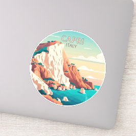 Pegatina Capri Italy Lemons Mediterranean Island Retro Squa