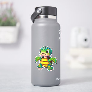 Pegatina caprichosa de tortuga marina para niños