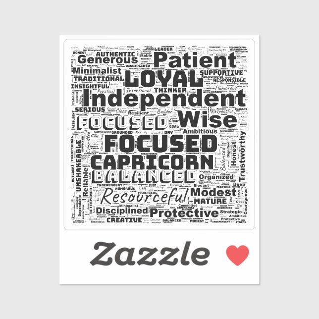 Pegatina Capricorn Zodiac Word Cloud Inspiration Vinyl (Hoja)