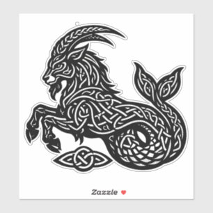 Pegatina Capricornio — Zodiaco de Tinta Embrujada Cabra‑Pez