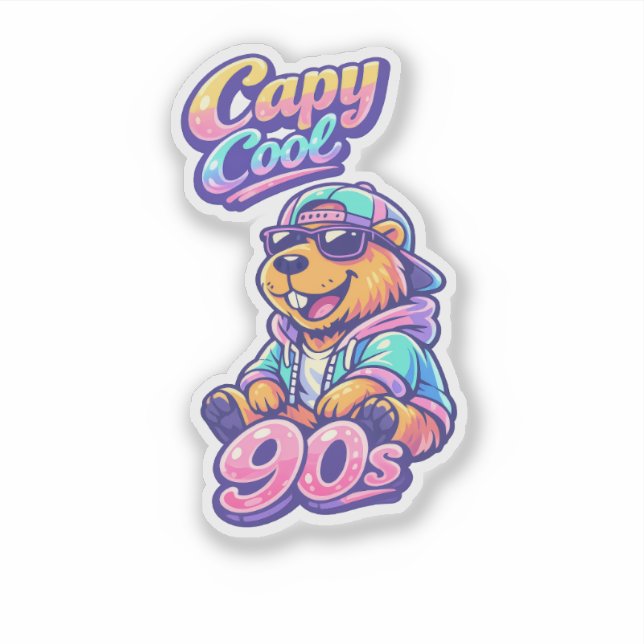 Pegatina Capy Cool Sticker Retro de los 90 Capybara (Anverso)