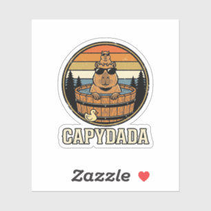 Pegatina Capydada Capybara Papá Diseño Retro Vector Bañera 