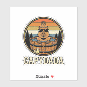 Pegatina Capydada Capybara Papá Diseño Vectorial Retro Bañe