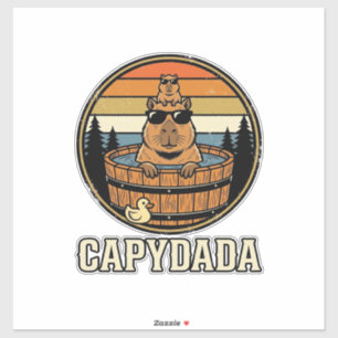 Pegatina Capydada Capybara Papá Diseño Vectorial Retro Bañe