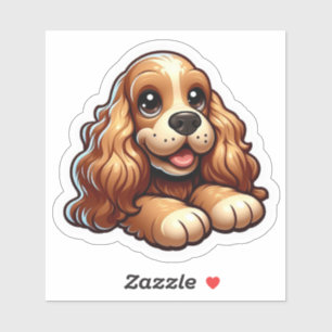 Pegatina Cara de cachorro Cocker Spaniel Chibi adorable