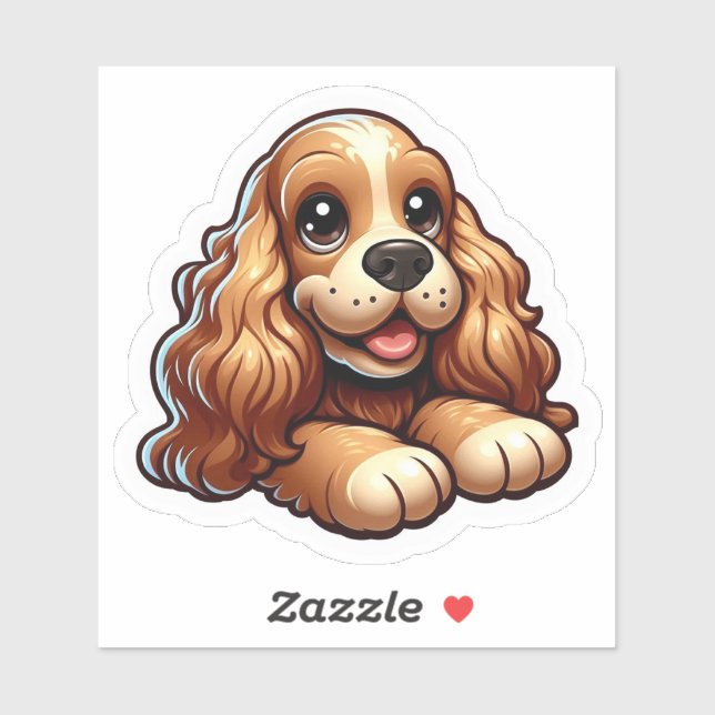 Pegatina Cara de cachorro Cocker Spaniel Chibi adorable (Hoja)