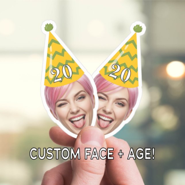 Pegatina Cara de cumpleaños divertida con Gorra Fiesta y ed (Subido por el creador)