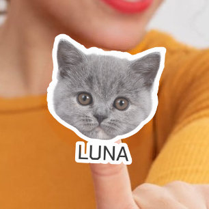 Pegatina Cara de foto de gato personalizado