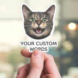 Pegatina Cara de gato personalizado con foto y texto person