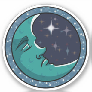 Pegatina Cara de Hombre en Luna