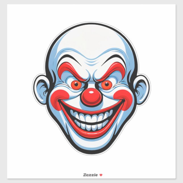 Pegatina Cara de payaso de dibujos animados (Hoja)