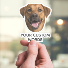Pegatina Cara de perro personalizado con foto y texto perso
