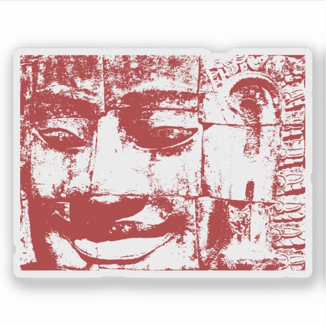 Pegatina Cara de piedra jemer... Templo de Bayon, Camboya (Anverso)