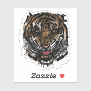 Pegatina Cara de Tigre Feroz Gráfica Arte de Vinilo Depreda