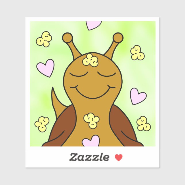 Pegatina Caracol Con Popcorn Y Corazones | Vinilo (Hoja)