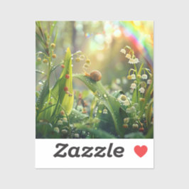 Pegatina Caracol con rocío en la hierba