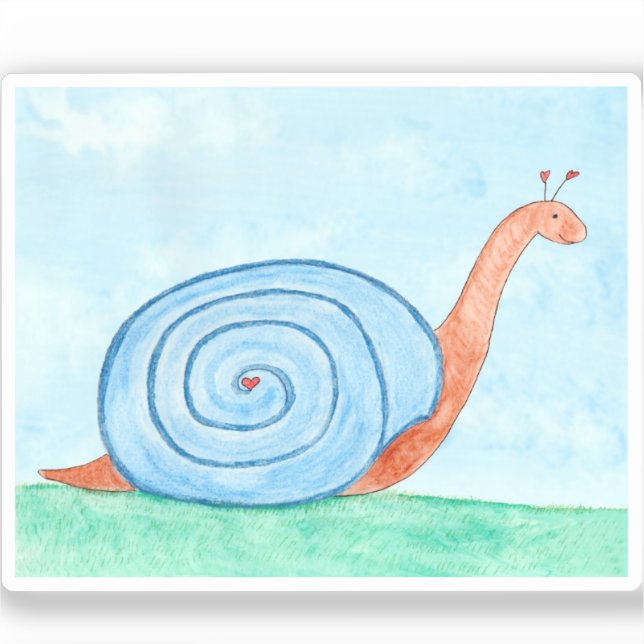 Pegatina Caracol con una concha azul (Anverso)