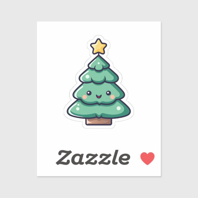 Pegatina Carácter adorable de árbol de Navidad cutáneo (Hoja)