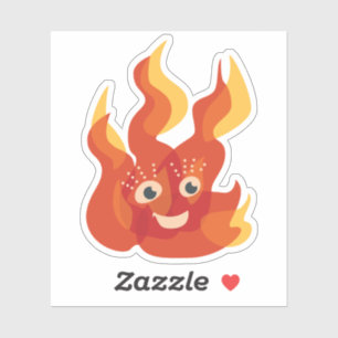 Pegatina Carácter ardiente feliz de la llama del fuego