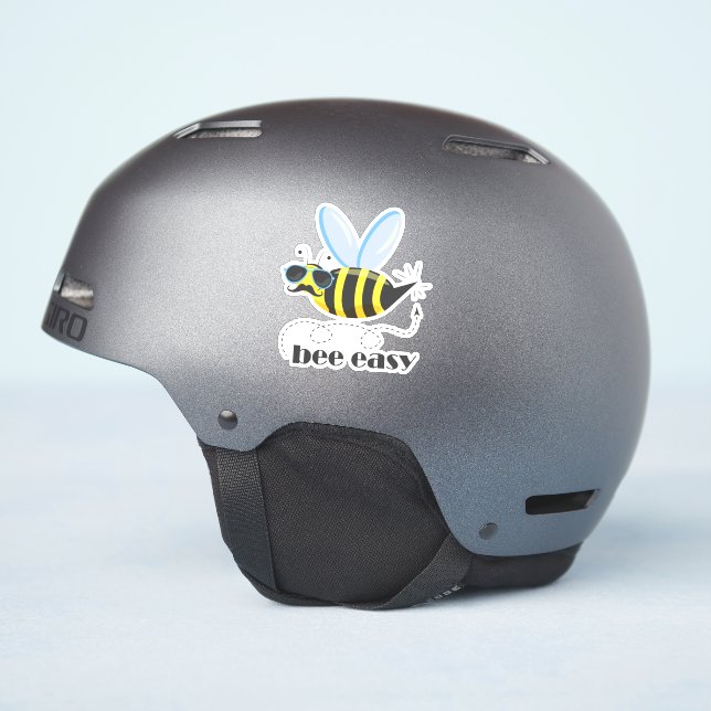Pegatina Carácter de abeja con gafas de sol bigote Bee Fáci (Lado del casco)