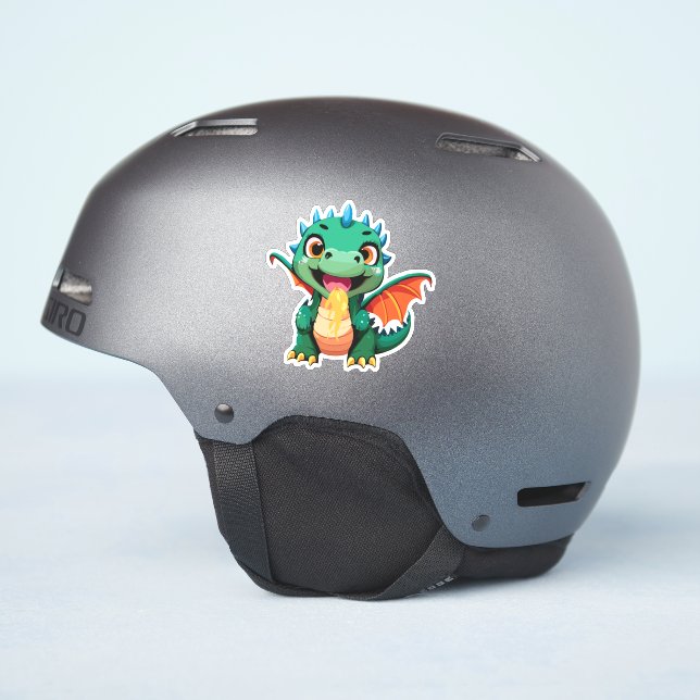 Pegatina Caracter de Personalizado de Dragón Bebé (Lado del casco)