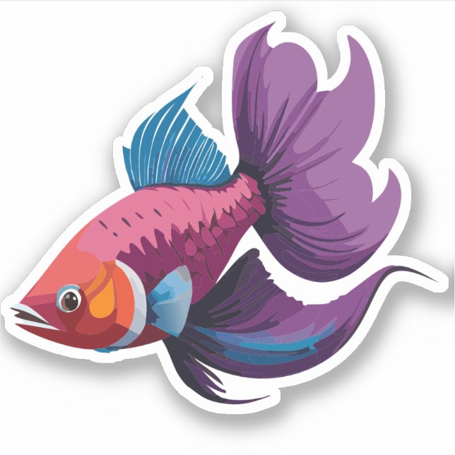 Pegatina Caracter Personalizado de peces beta macho (Anverso)