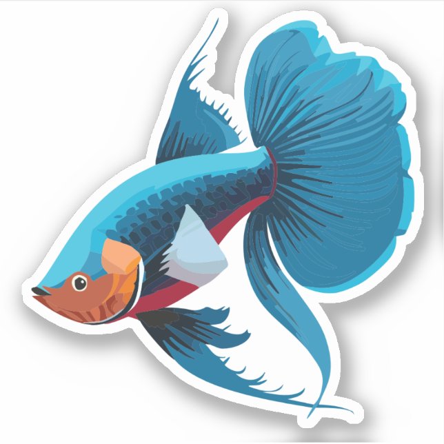 Pegatina Caracter Personalizado de peces beta macho (Anverso)