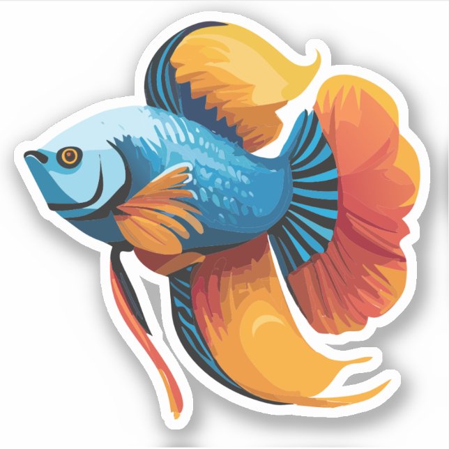 Pegatina Caracter Personalizado de peces beta macho (Anverso)