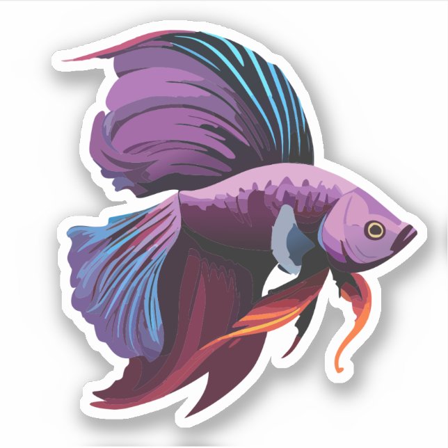 Pegatina Caracter Personalizado de peces beta macho (Anverso)