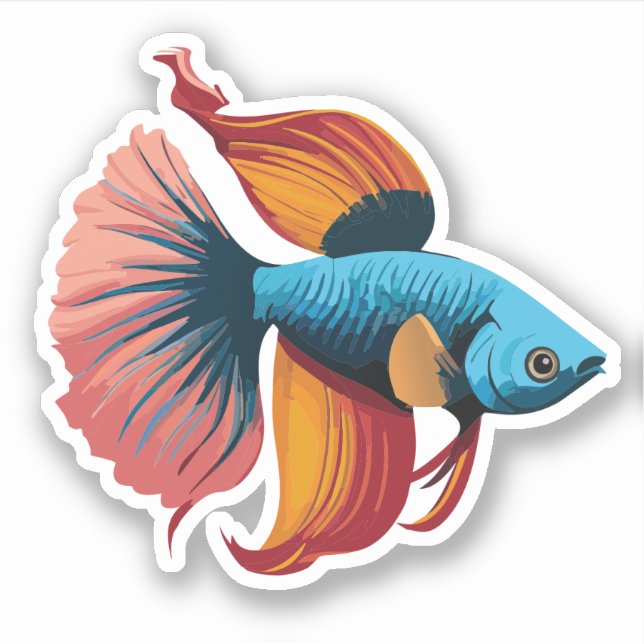 Pegatina Caracter Personalizado de peces beta macho (Anverso)