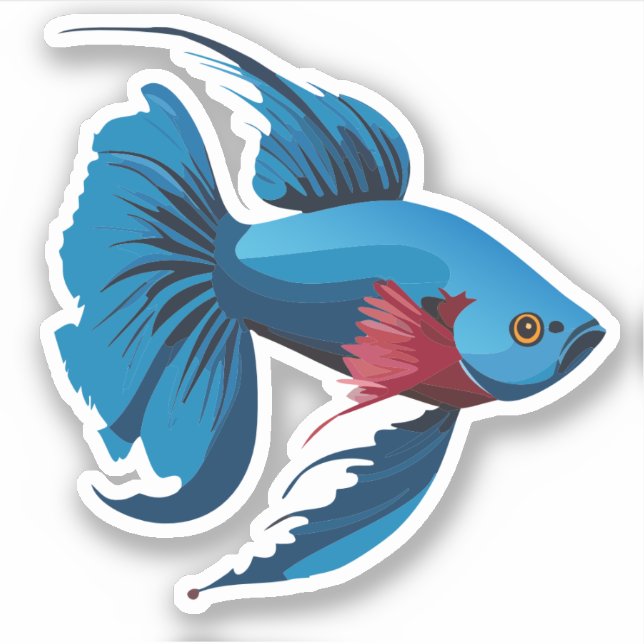 Pegatina Caracter Personalizado de peces beta macho (Anverso)