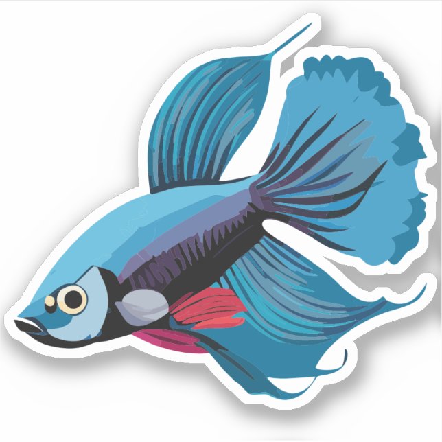 Pegatina Caracter Personalizado de peces beta macho (Anverso)