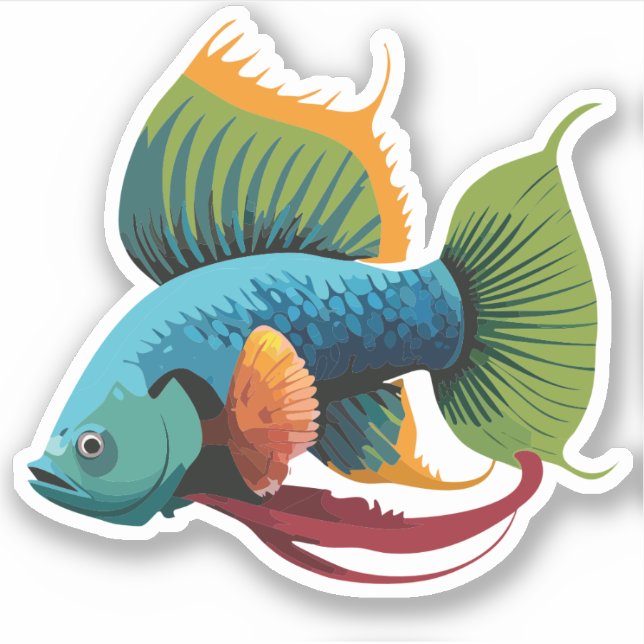 Pegatina Caracter Personalizado de peces beta macho (Anverso)