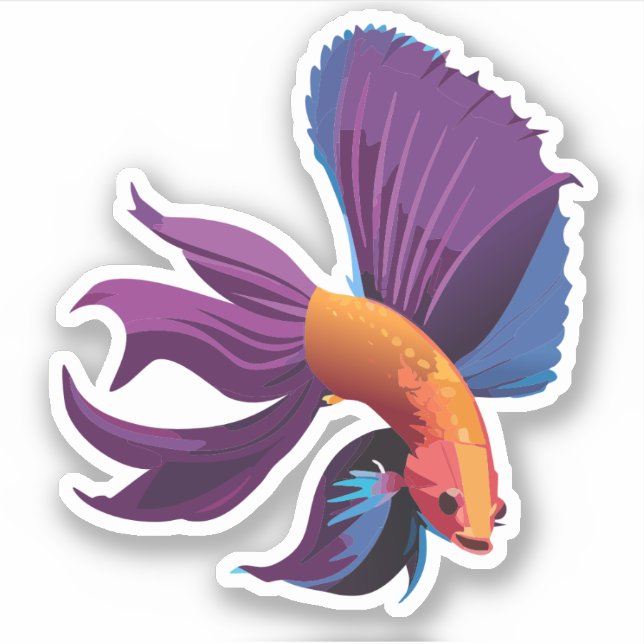 Pegatina Caracter Personalizado de peces beta macho (Anverso)
