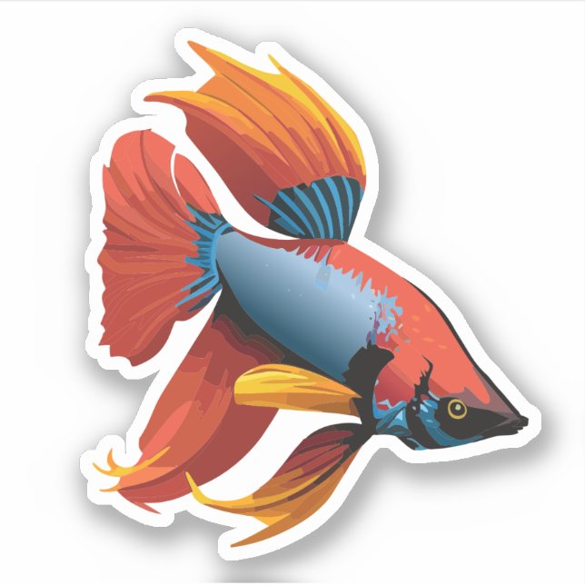 Pegatina Caracter Personalizado de peces beta macho (Anverso)