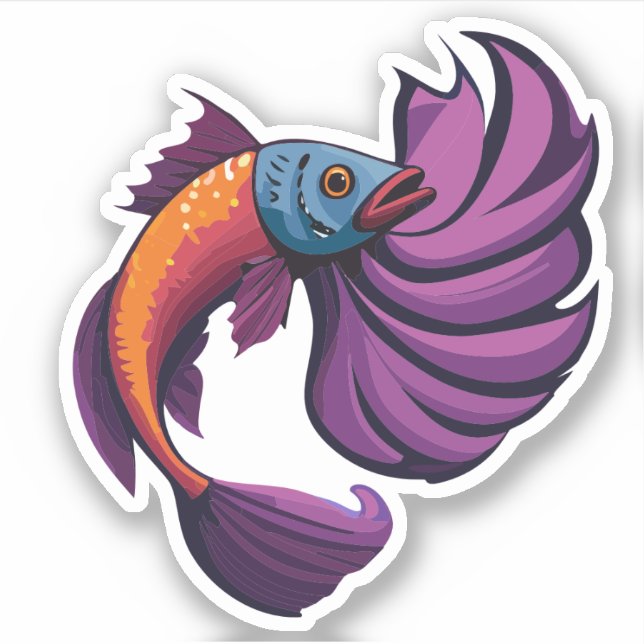 Pegatina Caracter Personalizado de peces beta macho (Anverso)